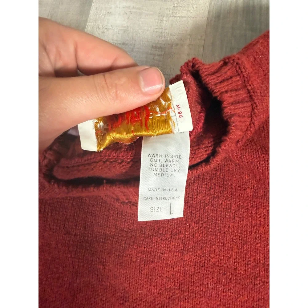 Vintage Jantzen Wool Sweater Red Raglan Knit Made in USA Size Large 60s Raglan